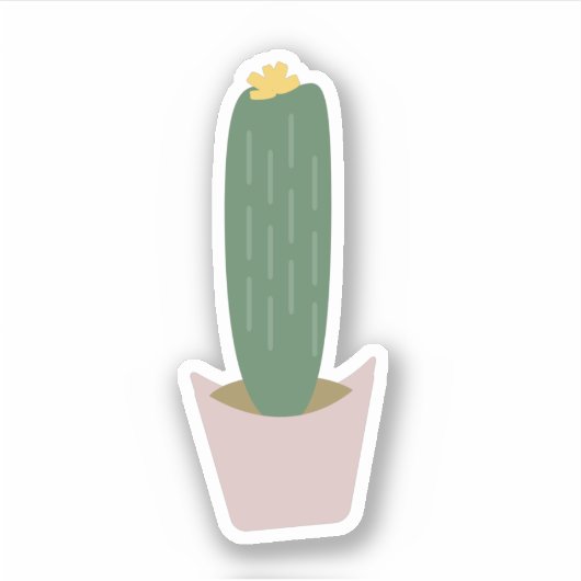 Hoge Cactus Potplant Botanische Cacti Sticker (Voorkant)