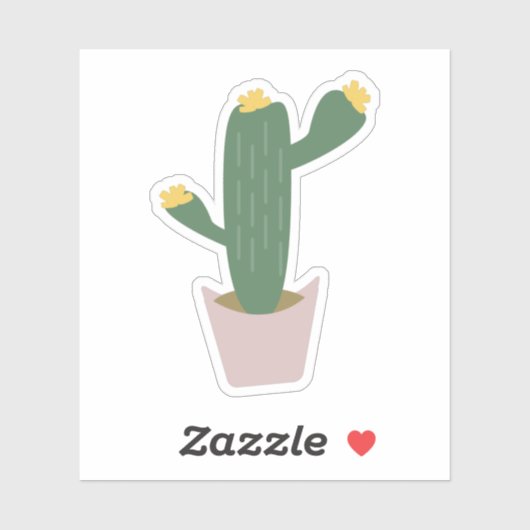 Hoge Cactus Potted Botanische Cactussen Bloemrijk Sticker (Vel)
