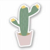 Hoge Cactus Potted Botanische Cactussen Bloemrijk Sticker (Voorkant)