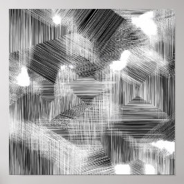 Hoge-Contrast Geometrische Diepte Decoupage Sjablo Poster
