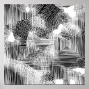 Hoge-Contrast Geometrische Diepte Decoupage Sjablo Poster