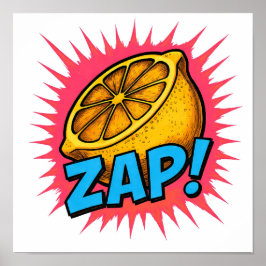 Hoge Contrast Platte Kleur Grafisch: Fanatieke Zap Poster