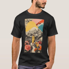 Hoge contrast surrealistische lente collage vrouwe t-shirt