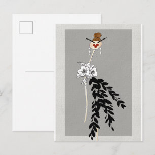 Hoge Couture Mode Illustratie Kunst Ansichtkaart Briefkaart