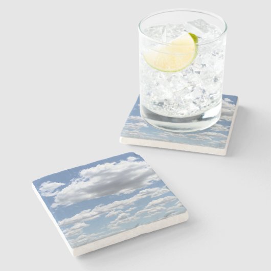 HOGE CUMULUS CLOUDS EN BLAUWE SKY STENEN ONDERZETTER (Zijkant)