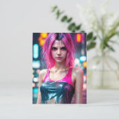 Hoge details RAW kleur dramatische foto Roze haar Briefkaart (Staand voorkant)