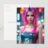 Hoge details RAW kleur dramatische foto Roze haar Briefkaart (Voorkant / Achterkant)