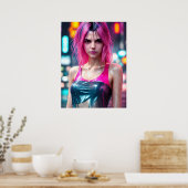 Hoge details RAW kleur dramatische foto Roze haar Poster (Keuken)
