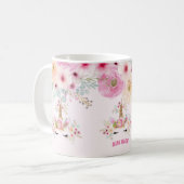 HOGE DOELEN Roze Gouden Glitter Eenhoorn Gezicht M Koffiemok (Voorkant links)