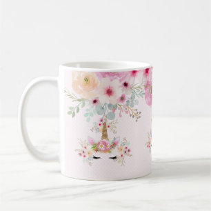 HOGE DOELEN Roze Gouden Glitter Eenhoorn Gezicht M Koffiemok