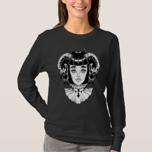 Hoge Duivel Satanische Halloween Glitch Goth Emo P T-shirt