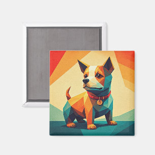 Hoge emotie geometrische kunst van hond Vintage Magneet