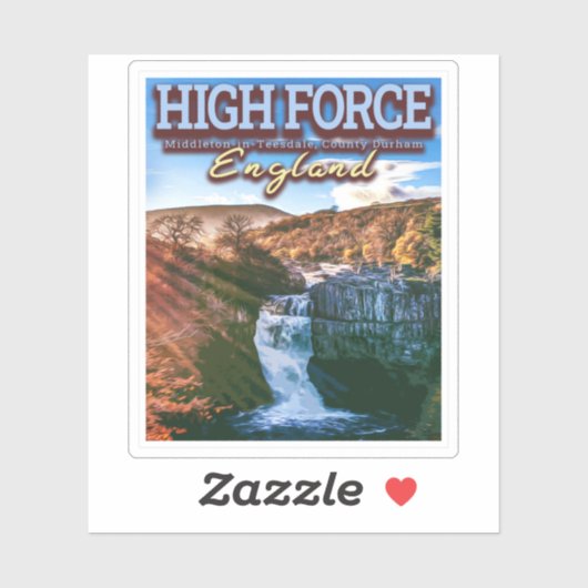 HOGE FORCE WATERFALL - DURHAM ENGLAND UK STICKER (Vel)