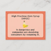 Hoge Fructose Maïssiroop Gevaren Info Kaart (Voorkant)
