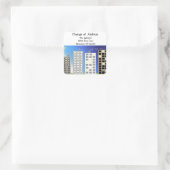 Hoge gebouwen adreswijziging vierkante sticker (Tas)