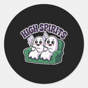 Hoge Geest Grappige Geest Wiet Halloween Humor  Ronde Sticker