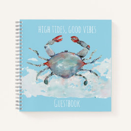 Hoge Getijden, Goede Vibes Waterverf Krab Gastboek Notitieboek