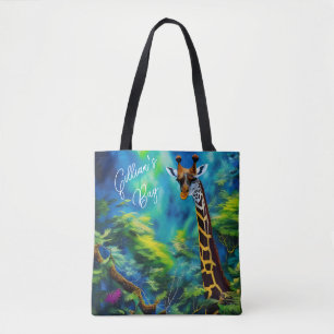 Hoge Giraffe in de boompjes *Personaliseer* Tote Bag