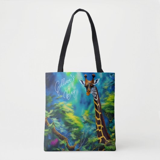 Hoge Giraffe in de boompjes *Personaliseer* Tote Bag (Voorkant)