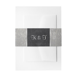 Hoge Glamour Zilveren Sparkle Monogram Uitnodigingen Wikkel