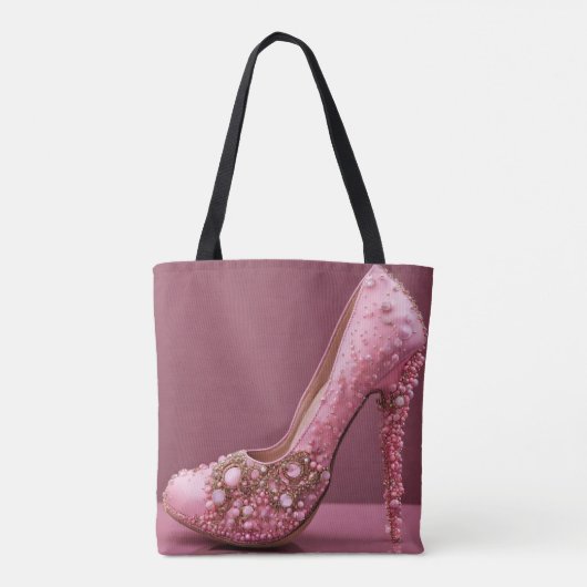 Hoge hak roze designer Mode schoen Tote Bag (Achterkant)