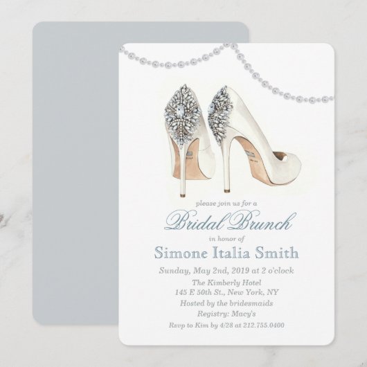 Hoge Hak Sandaal Couture Bruids Brunch Uitnodiging (Voorkant / Achterkant)