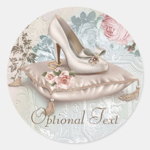 Hoge Hak Schoen Vintage Bruiloft Stickers