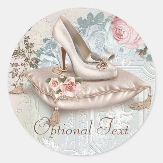 Hoge Hak Schoen Vintage Bruiloft Stickers (Voorkant)