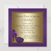 Hoge Hak Schoenen Dames Paars 50e Verjaardagsfeest Kaart (Achterkant)