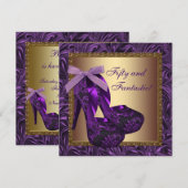 Hoge Hak Schoenen Dames Paars Verjaardagsfeestje Kaart (Voorkant / Achterkant)