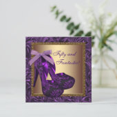 Hoge Hak Schoenen Dames Paars Verjaardagsfeestje Kaart (Staand voorkant)