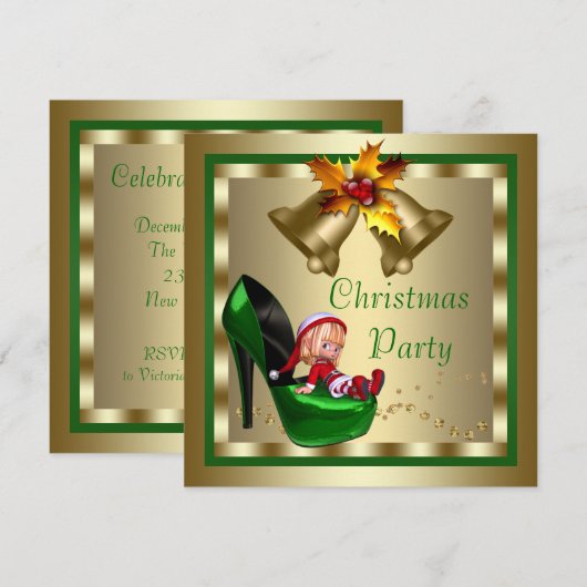 Hoge hak schoenen elf kerstfeest kaart (Voorkant / Achterkant)