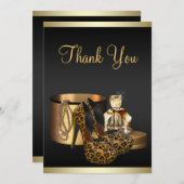 Hoge hak schoenen Leopard Gold dank je kaart (Voorkant / Achterkant)