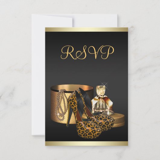 Hoge Hak Schoenen Luipaard Goud RSVP Kaartje (Voorkant)
