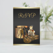 Hoge Hak Schoenen Luipaard Goud RSVP Kaartje (Staand voorkant)