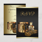 Hoge Hak Schoenen Luipaard Goud RSVP Kaartje (Voorkant / Achterkant)