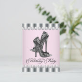  Hoge Hak Schoenen Roze Luipaard Verjaardagsfeest Kaart (Staand voorkant)
