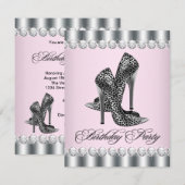  Hoge Hak Schoenen Roze Luipaard Verjaardagsfeest Kaart (Voorkant / Achterkant)
