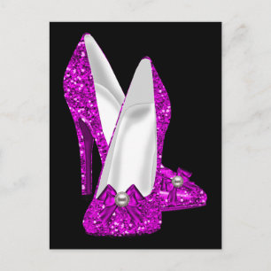 Hoge Hak Schoenen Stiletto Glitter Roze Briefkaart