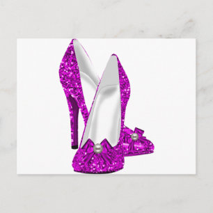 Hoge Hak Schoenen Stiletto Glitter Roze Briefkaart
