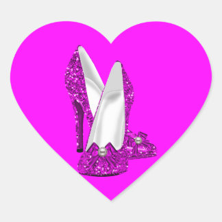 Hoge Hak Schoenen Stiletto Glitter Roze Hart Sticker