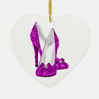 Hoge Hak Schoenen Stiletto Glitter Roze Keramisch Ornament