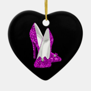 Hoge Hak Schoenen Stiletto Glitter Roze Keramisch Ornament