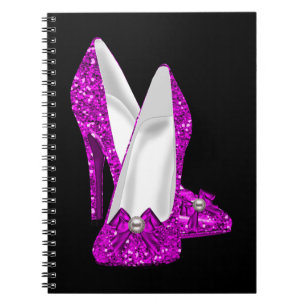 Hoge Hak Schoenen Stiletto Glitter Roze Notitieboek