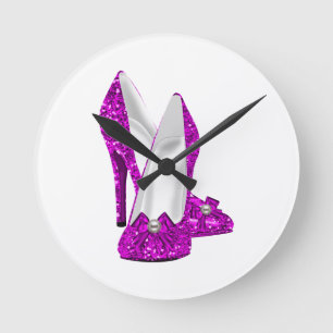 Hoge Hak Schoenen Stiletto Glitter Roze Ronde Klok