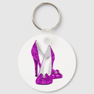 Hoge Hak Schoenen Stiletto Glitter Roze Sleutelhanger