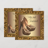 Hoge Hak Schoenen Vrouwen Goud 50ste Verjaardagsfe Kaart (Voorkant / Achterkant)