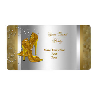 Hoge Hak Schoenen Zilver Gouden Evenement Etiket