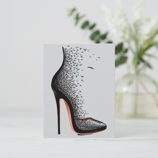 Hoge Hak Vogels Wall Art – Surrealistische Mode Sc Briefkaart (Staand voorkant)