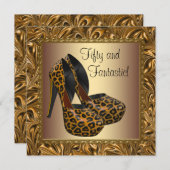 Hoge Hakenschoenen Dames Luipaard Goud 50e Verjaar Kaart (Voorkant / Achterkant)